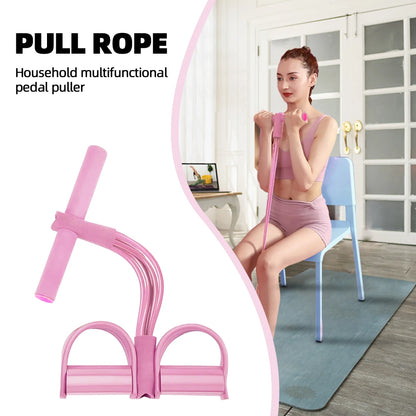 4 Tube Elastic Pull Ropes Exerciser Rower